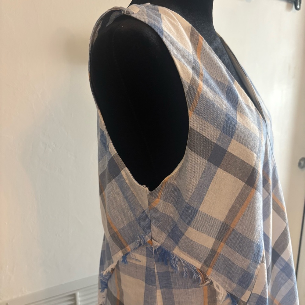 Doe & Rae Blue & White Plaid Sleeveless Swing Dress! Beautiful! Cotton blend. M - Picture 5 of 14